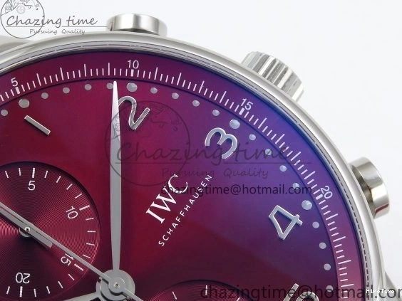MIROTIME 0111 Reliable Portuguese Chrono IW3716 Z+F 1:1 Best Edition Red Dial on Red Rubber Strap A 7015